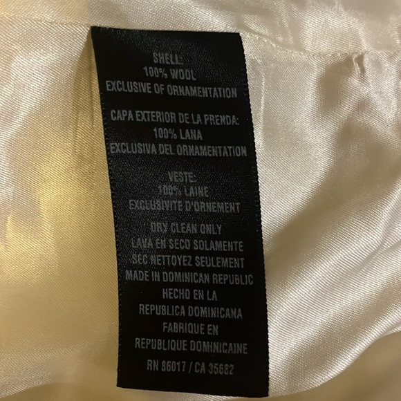 Bebe 100% wool coat with faux fur trim in cream color - Picture 3 of 4